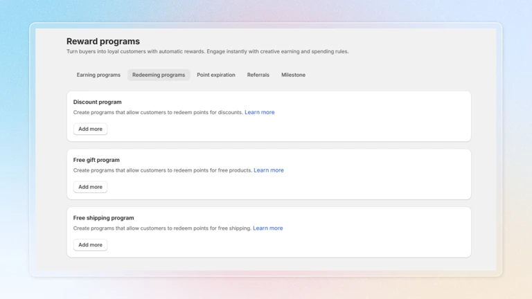 step choose Redeeming programs 2